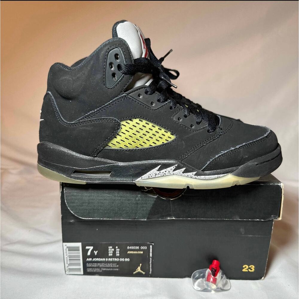 Size 7 - Nike Air Jordan 5 Retro OG BG Black Metallic 2016 Men's Shoes